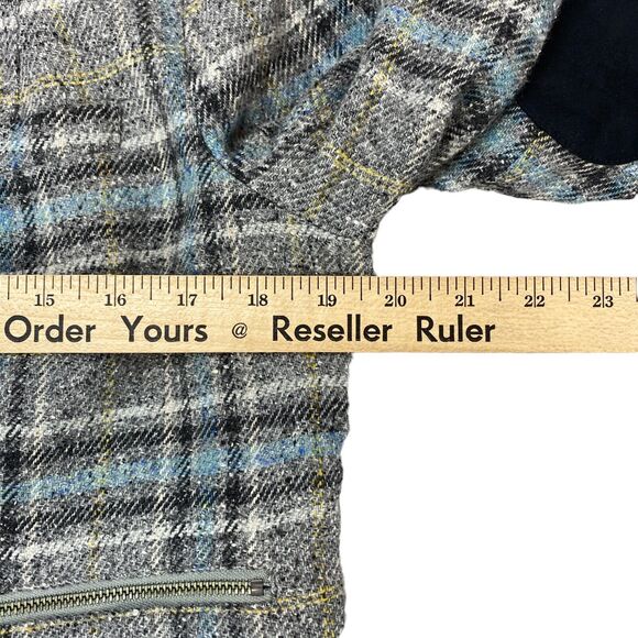 L.L. Bean Gray Plaid Blazer with Black Elbow Patches - Picture 6 of 16